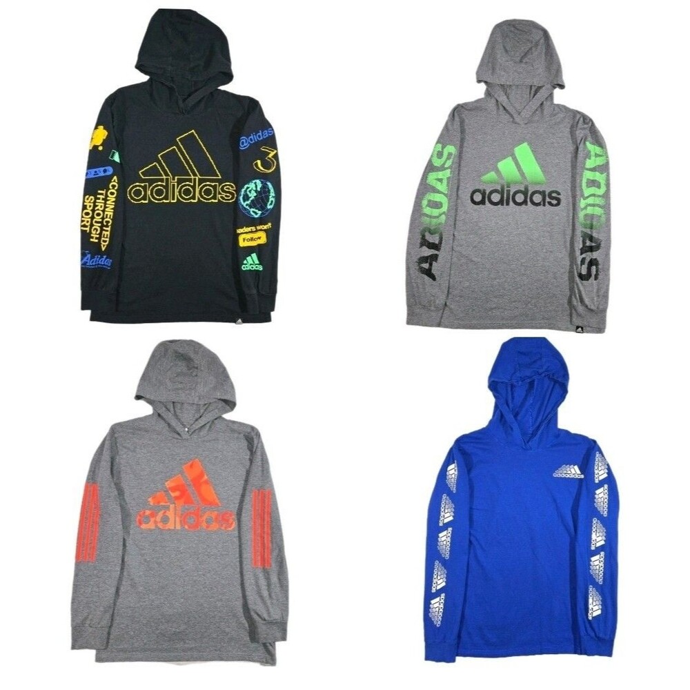Lof Of 4 Boys Adidas Hooded Shirt Shirts Lightweight 2 XL 2 Large